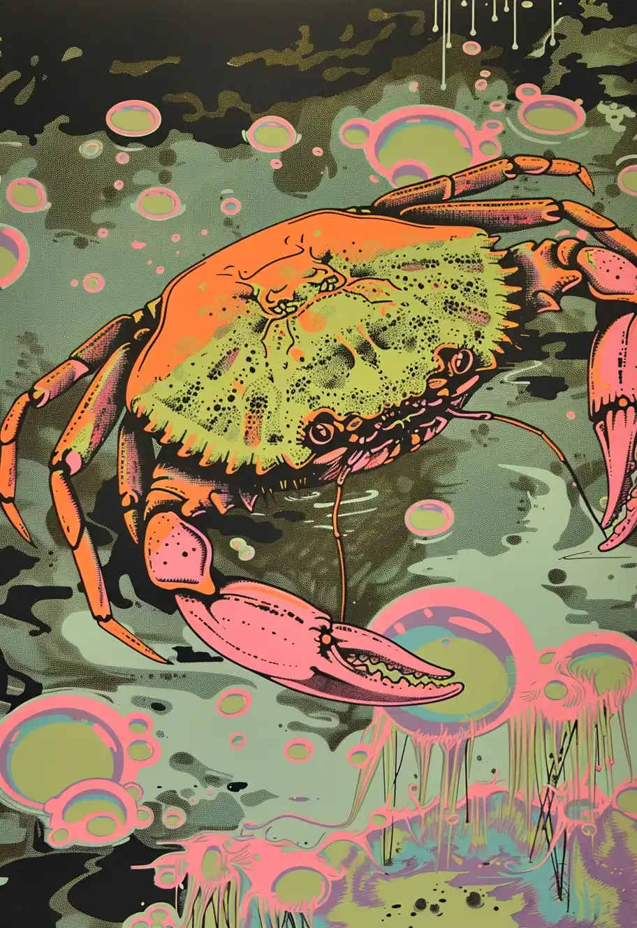 Psychedelic Crab Algae Diagram Midjourney提示词