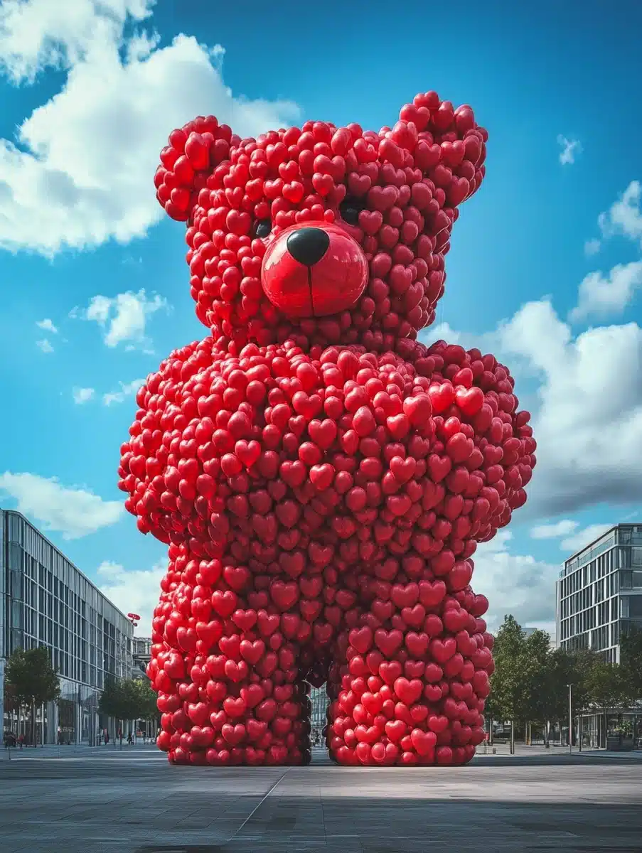 Surreal Balloon Bear Sculpture Midjourney提示词