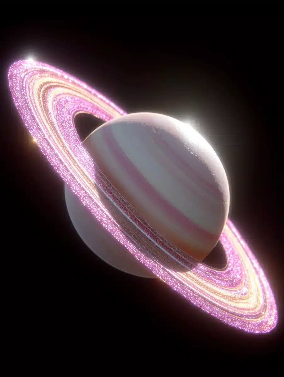 Minimalist Planet with Dust Rings Midjourney提示词