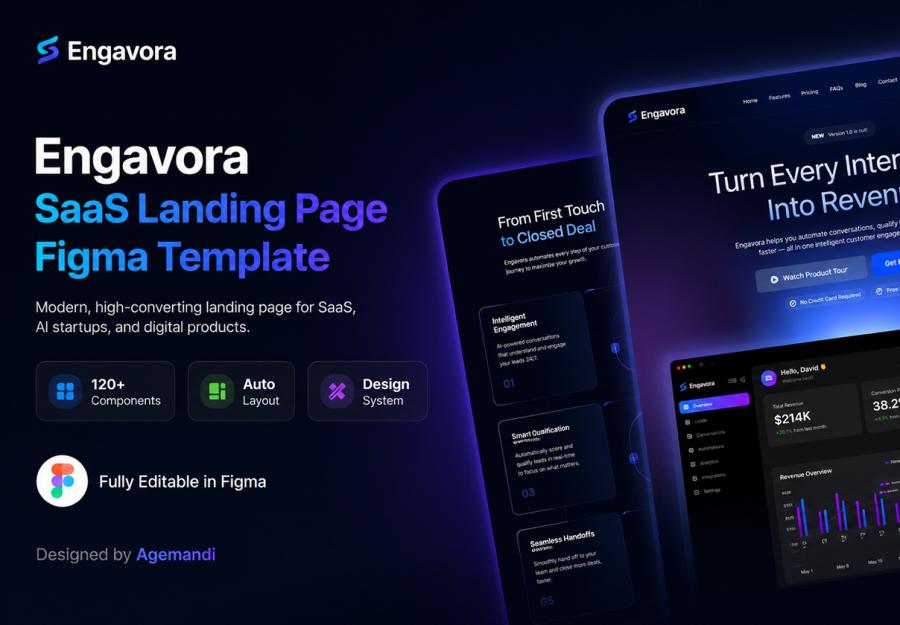 Engavora — SaaS Landing Page Figma Template