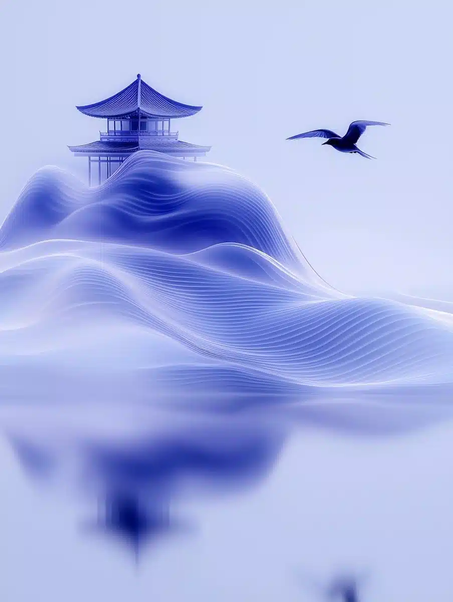 Delicate Landscape with Swallows Midjourney提示词