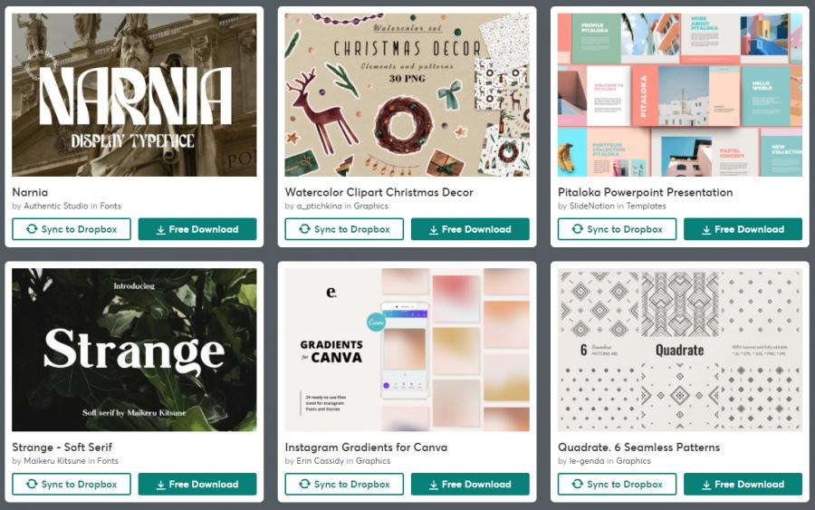 （2021年12月22日）CreativeMarket网站本周免费资源打包